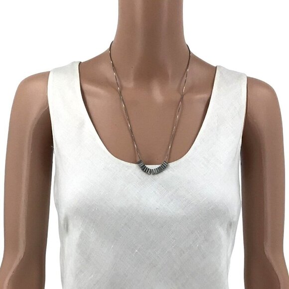 Kinetic Necklace Geometric Shapes Silver Tone 23 Inch Length - Picture 2 of 2